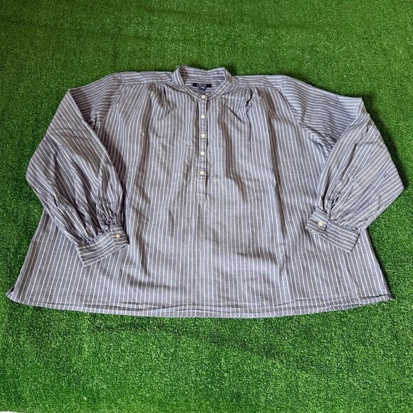 Chaps Long Sleeve 1/4 Button Placket Mandarin Collar Tunic Shirt Plus Size XXL - Picture 1 of 11